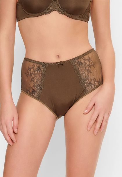 Linga Dore Slip High Waist Brief Daily Lace champagne L -