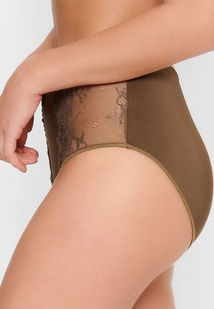 Linga Dore Slip High Waist Brief Daily Lace champagne L -