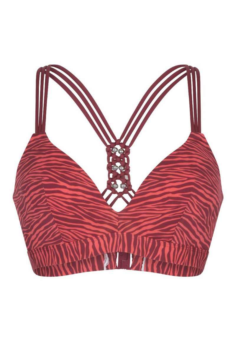 Linga Dore Voorgevormde Triangel Bikini Zebra rood 36 A