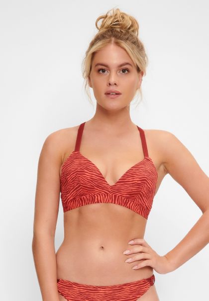 Linga Dore Voorgevormde Triangel Bikini Zebra rood 36 A