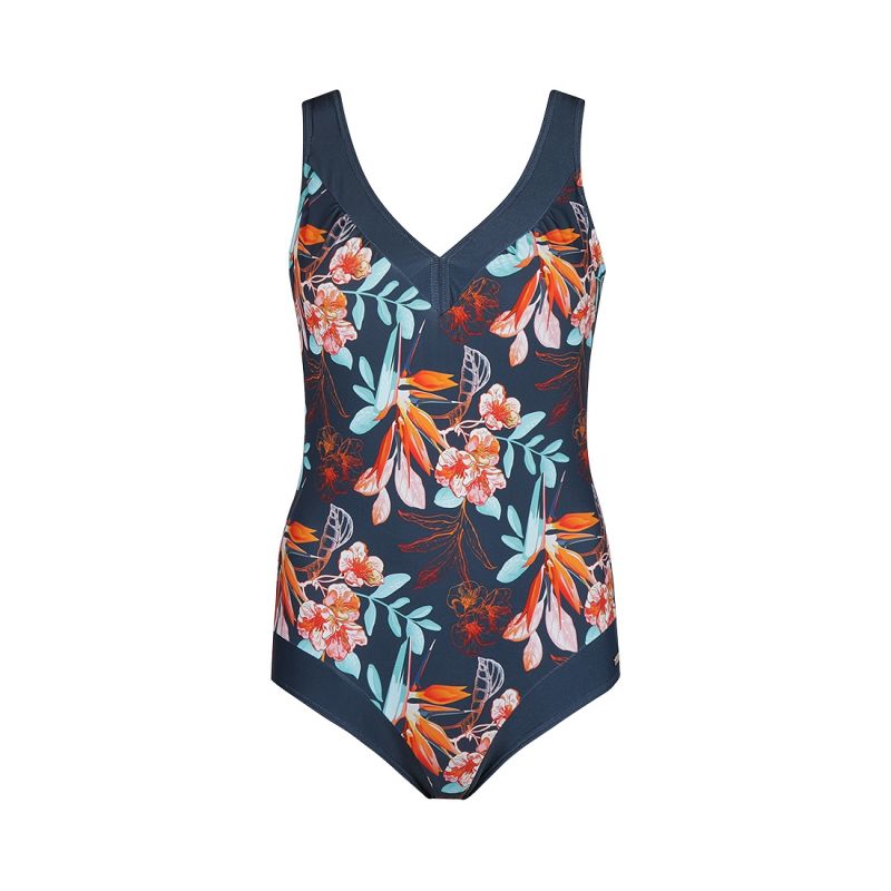 Mila Ladies swimsuit V-insert blauw 40 -