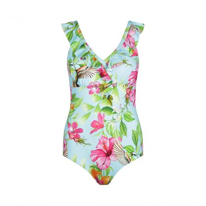 Mila Ladies swimsuit volante blauw 46 -