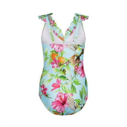 Mila Ladies swimsuit volante blauw 46 -