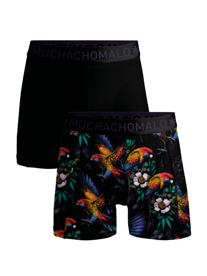 Muchachomalo 2-pack short print Parrot zwart S -