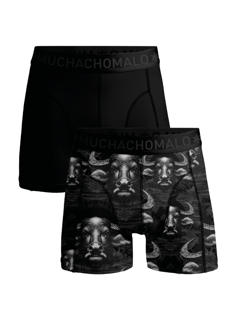 Muchachomalo 2-pack short print Waterbuffalo zwart 146/152 -