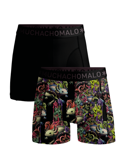 Muchachomalo MEN 2-Pack Boxer Shorts print/solid zwart L -