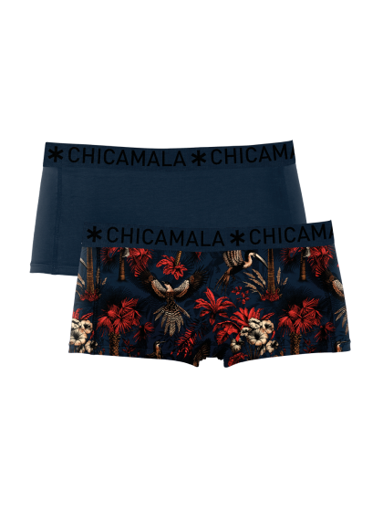 Muchachomalo Girls 2-Pack Boxer Shorts print/solid blauw 176 -