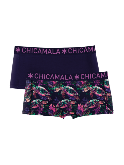 Muchachomalo Girls 2-Pack Boxer Shorts print/solid blauw 176 -