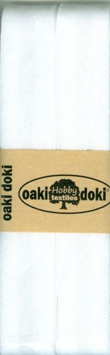 Oaki Doki Biaisband Katoen 20mm 5m wit U -