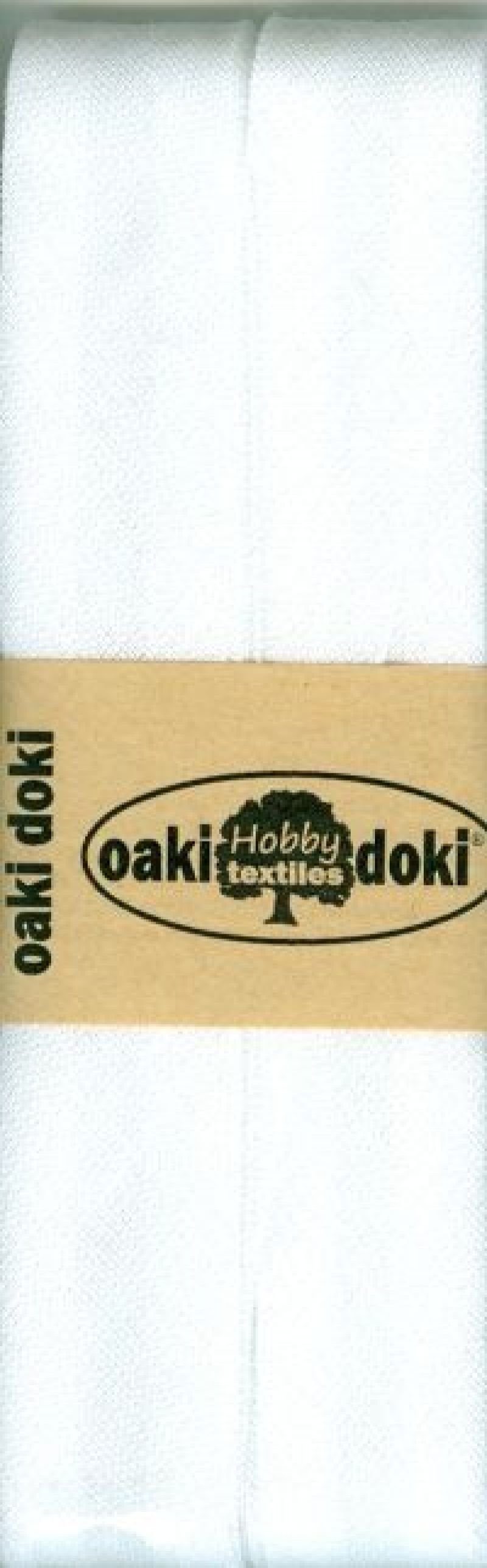 Oaki Doki Biaisband Katoen 20mm 5m wit U -