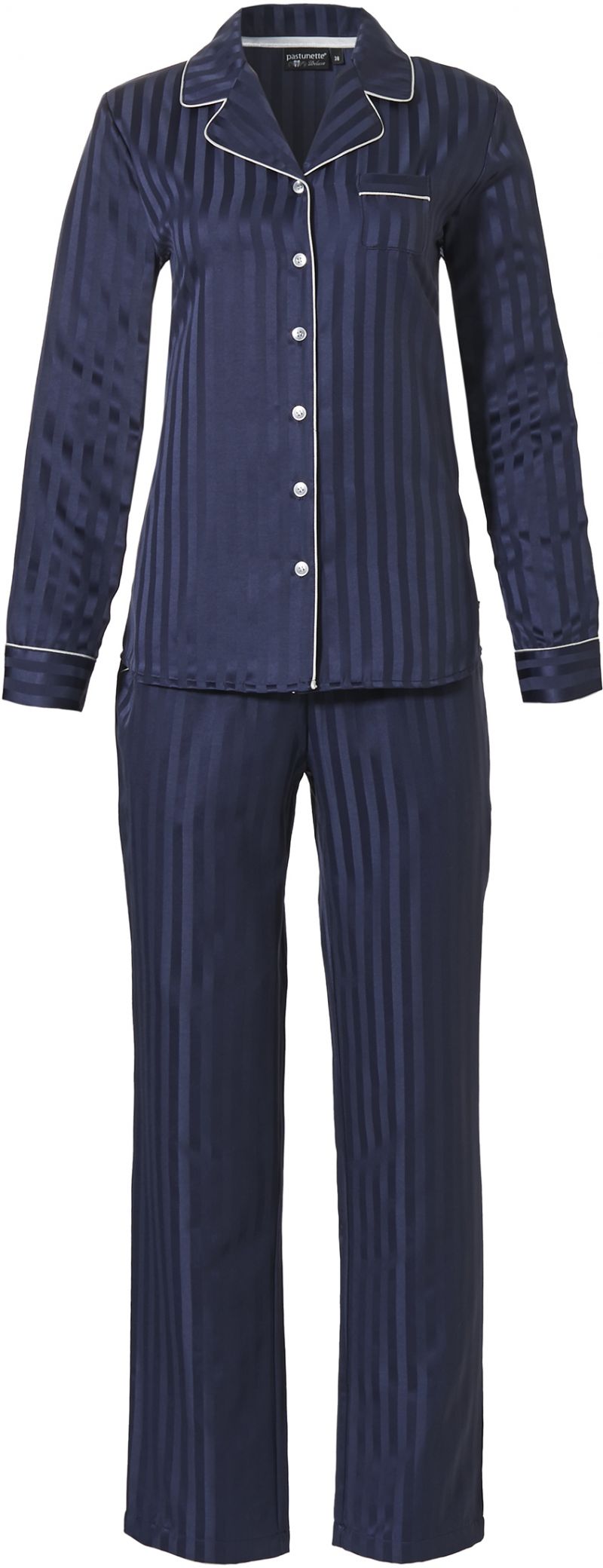 Pastunette Doorknoop satijne pyjama blauw 50 -