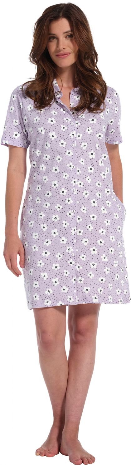 Pastunette Nachtkleed 95cm Doorknoop lila 36 -