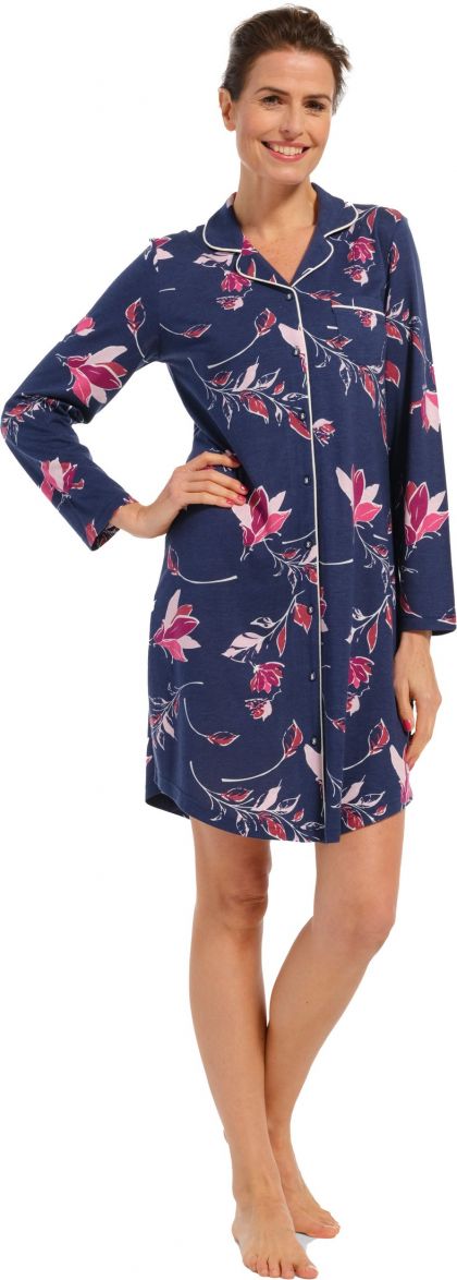 Pastunette Nachtkleed doorknoop 95cm blauw 38 -