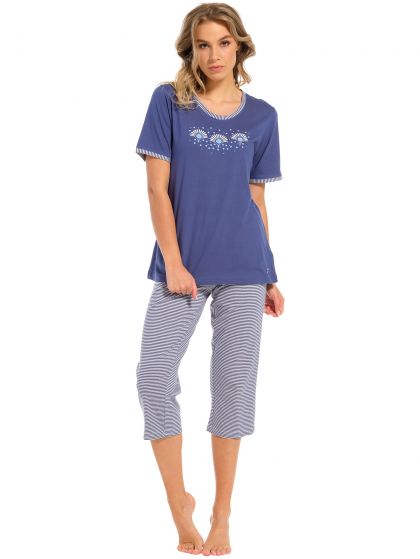 Pastunette Pyjama capri broek blauw 42 -