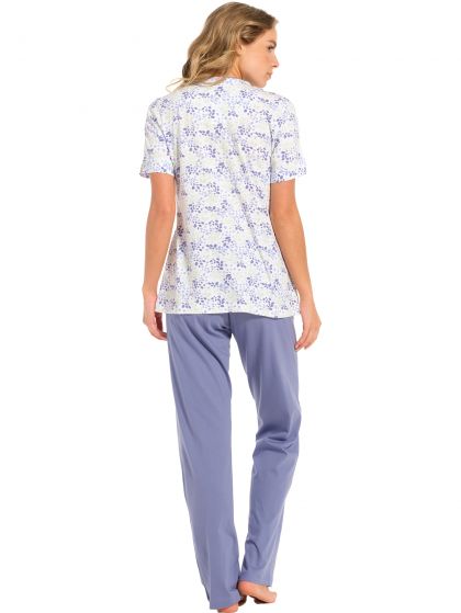 Pastunette Pyjama doorknoop lange broek blauw 36 -
