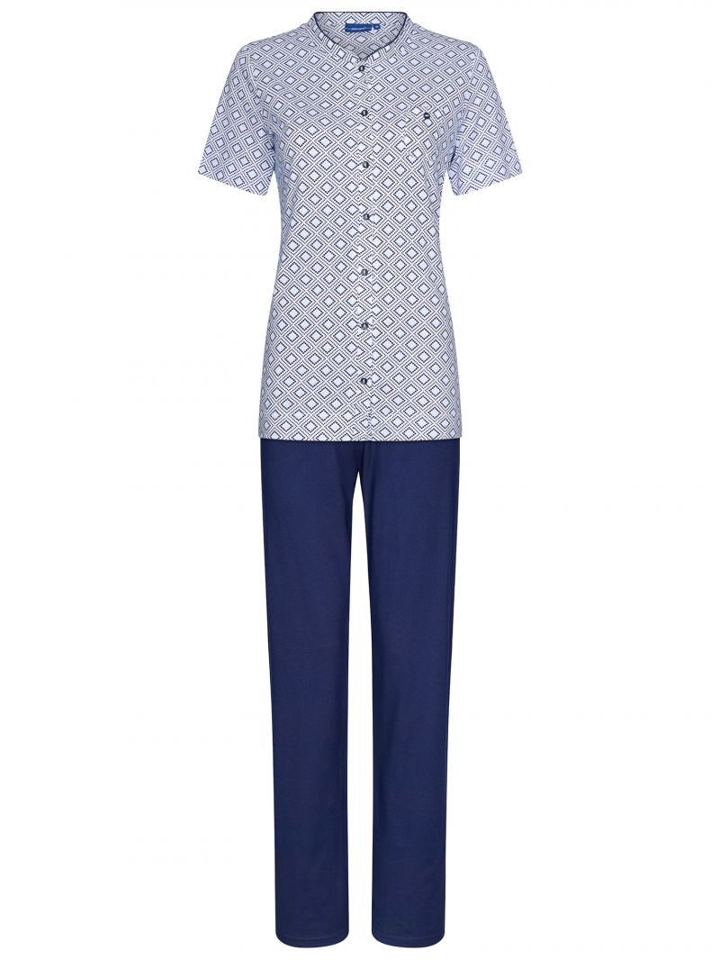 Pastunette Pyjama doorknoop lange broek blauw 36 -