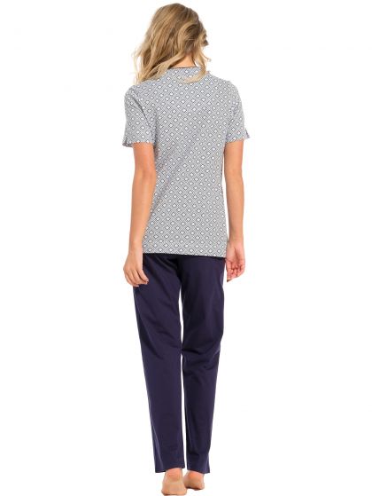 Pastunette Pyjama doorknoop lange broek blauw 36 -