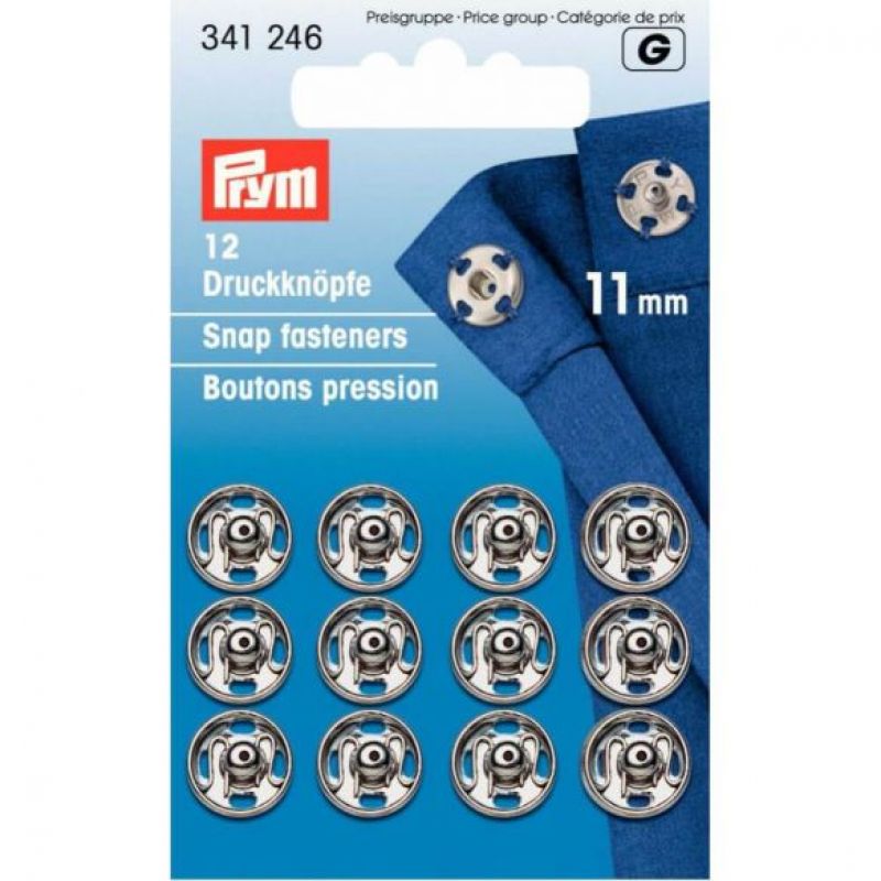 Prym Aannaaidrukknoop messing 11mm 12st zilver U -
