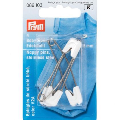 Prym Babyveiligheidsspeld roestvrij 55mm wit U -