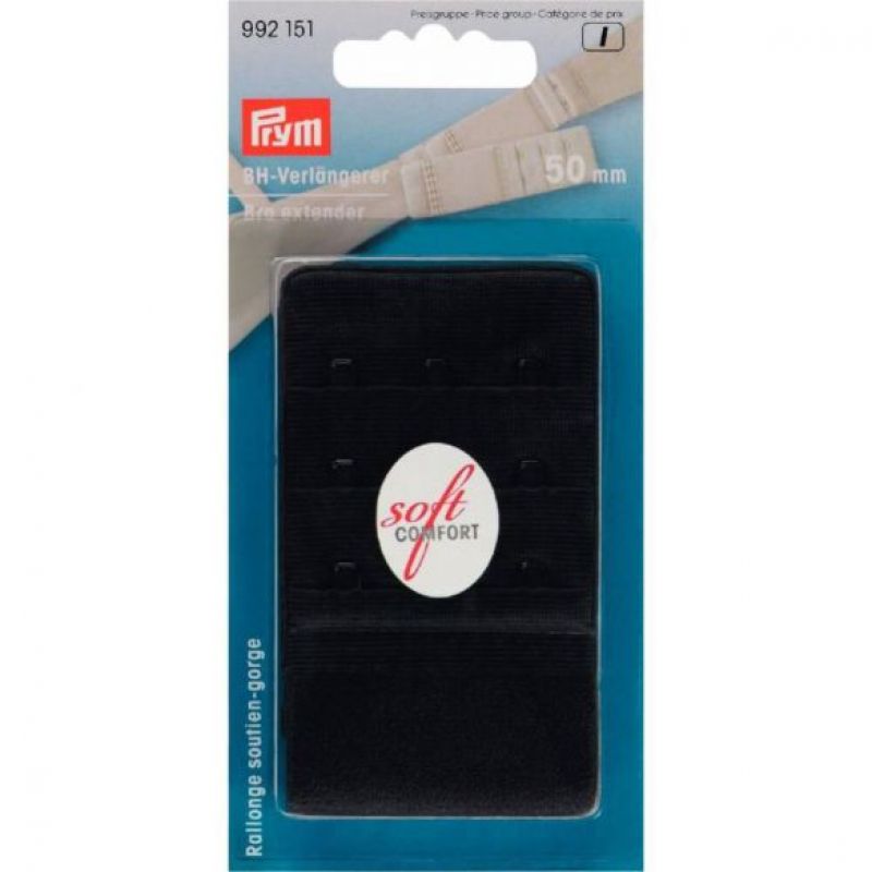 Prym BH verlengstuk 3x3 haken 50mm zwart One Size -