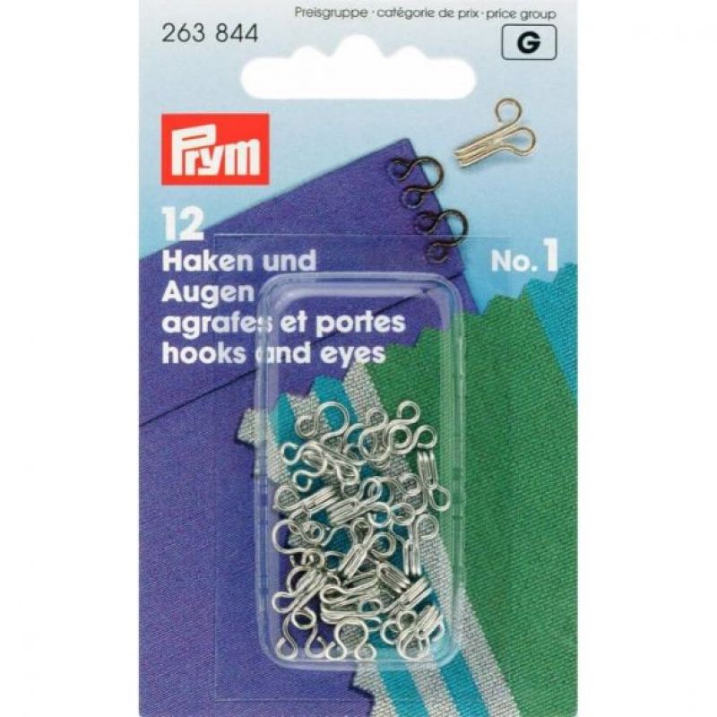 Prym Haken en ogen nr.1 12st zilver U -