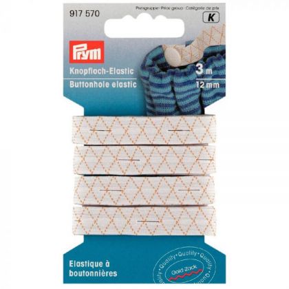 Prym Knoopsgatenelastiek 12mm 3m wit U -