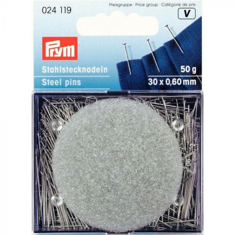 Prym Kopspelden staal met kussen 0,60x30mm zilver U -