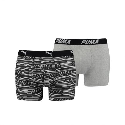 Puma Short Logo AOP Boxer 2Pack zwart M -