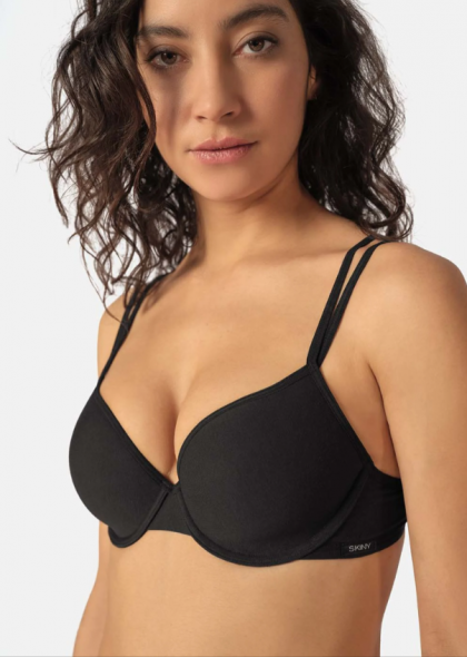 Skiny Voorgevormde BH Cotton Essentials zwart 70 A