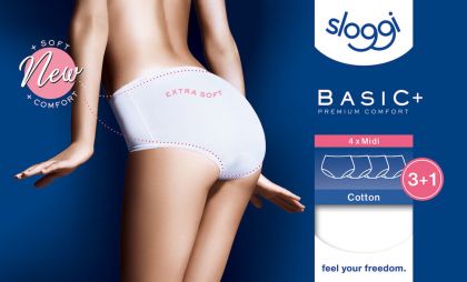 Sloggi Basic+ Midi 3+1 Gratis wit 48