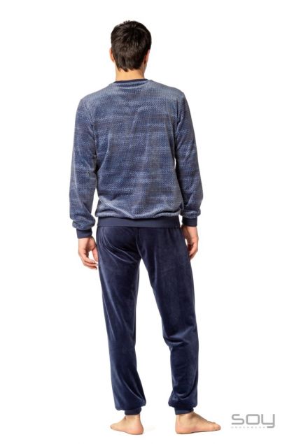 Soy Pyjama velours fleece blauw L -