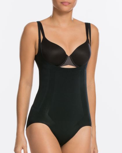 Spanx OnCire Open-Bust Bodysuit very black Xl -