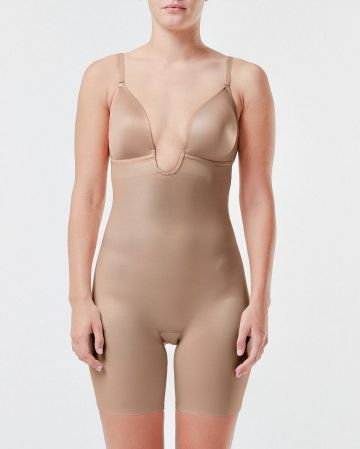 Spanx Suit Your Fancy-Mid-Tigh Body Plunge Low huidskleur L -