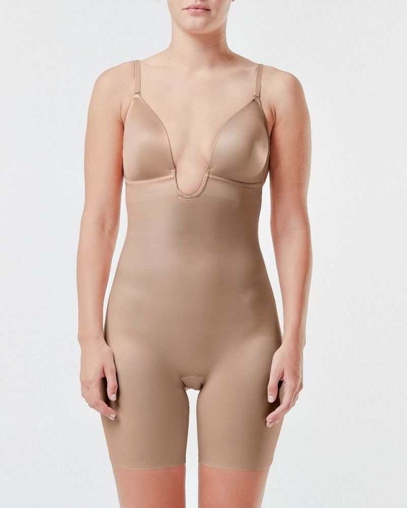 Spanx Suit Your Fancy-Mid-Tigh Body Plunge Low huidskleur L -
