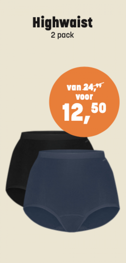 Ten Cate Basics women high waist 2P 1+1Gratis (-) blauw S -