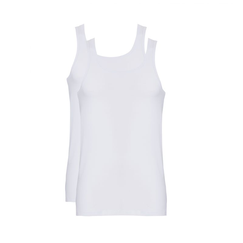 Ten Cate Men Fine Singlet 2 Pack wit L -