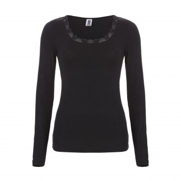 Women thermo lace long sleeve zwart