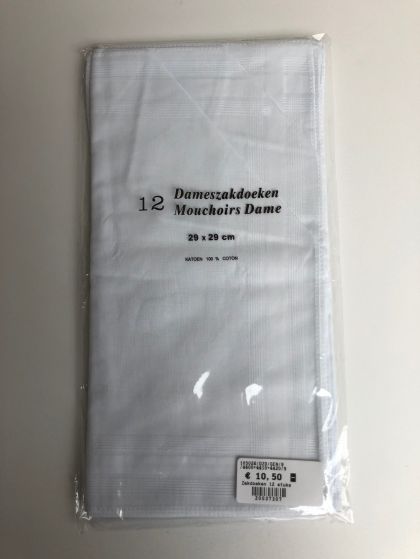 Tiseco Emilio Dameszakdoek 29x29cm 12 stuks wit One Size -