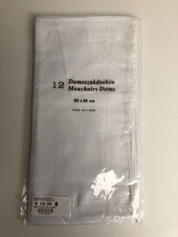 Tiseco Emilio Dameszakdoek 29x29cm 12 stuks wit One Size -