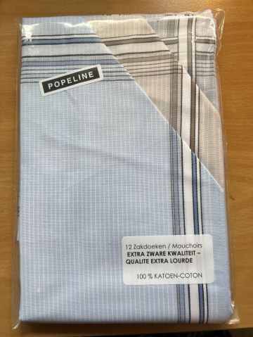 Herenzakdoek 40x40 cm 12 stuks blauw
