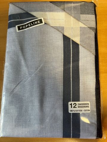 Herenzakdoek 40x40 cm 12 stuks blauw