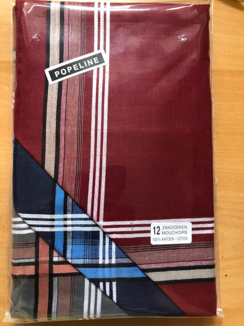 Tiseco Emilio Herenzakdoek 40x40 cm 12 stuks bordeaux Onesize -