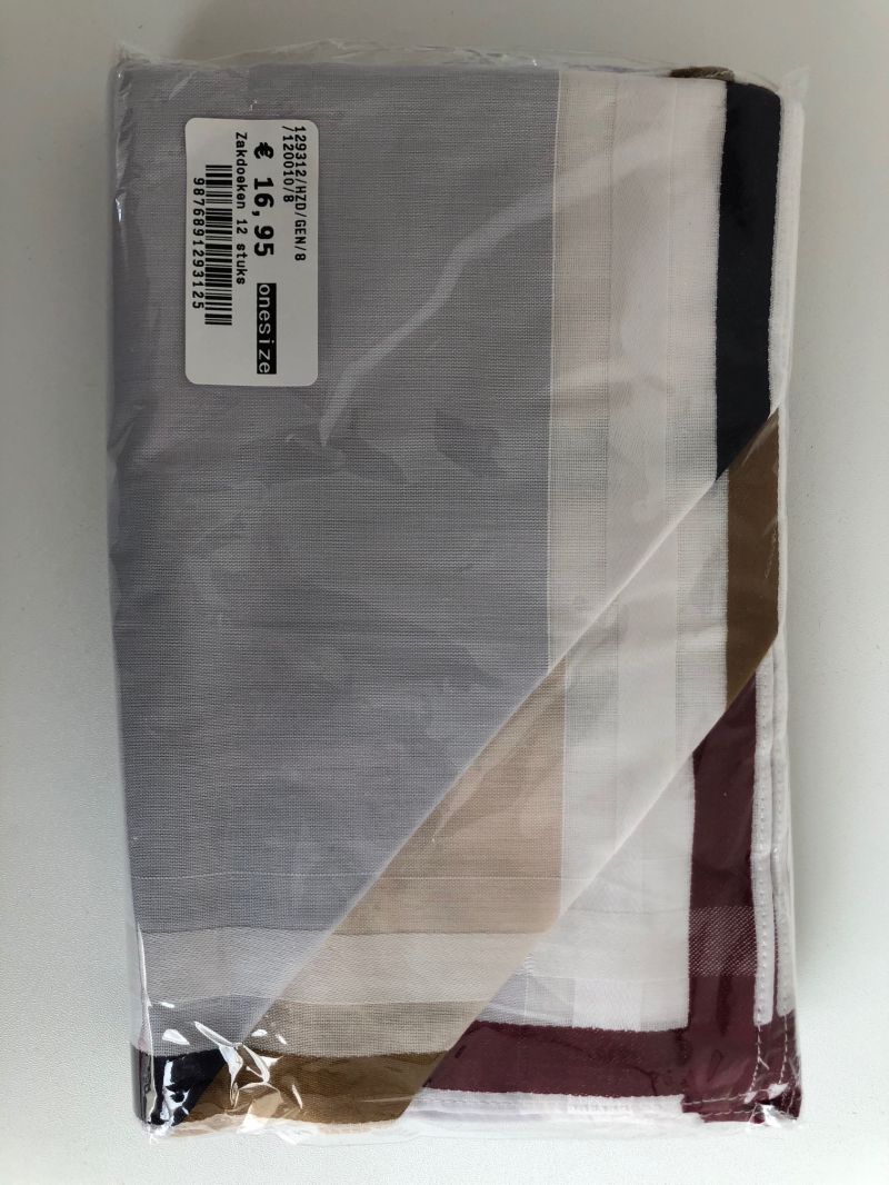 Tiseco Emilio Herenzakdoek 40x40 cm 12 stuks wit Onesize -