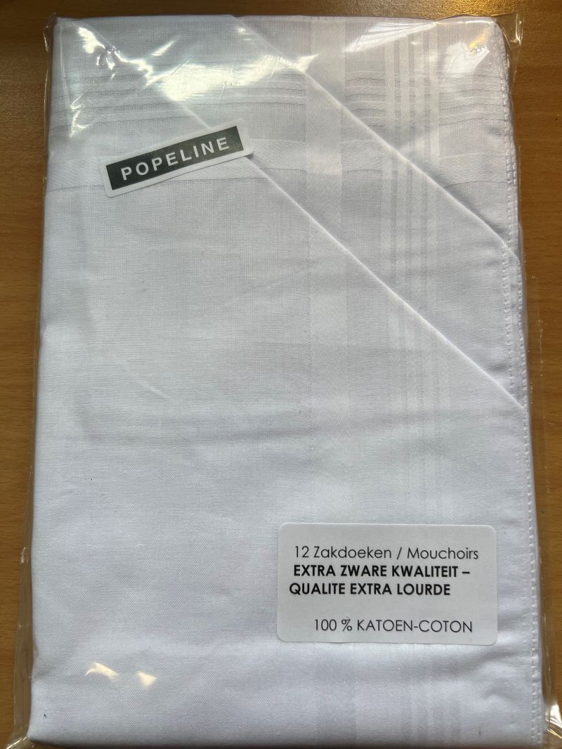 Tiseco Emilio Herenzakdoek 40x40 cm 12 stuks wit Onesize -