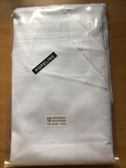Tiseco Emilio Herenzakdoek 40x40 cm 12 stuks wit Onesize -