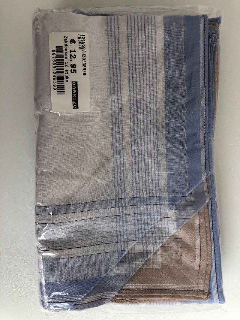 Tiseco Emilio Herenzakdoek 40x40 cm 12 stuks wit Onesize -