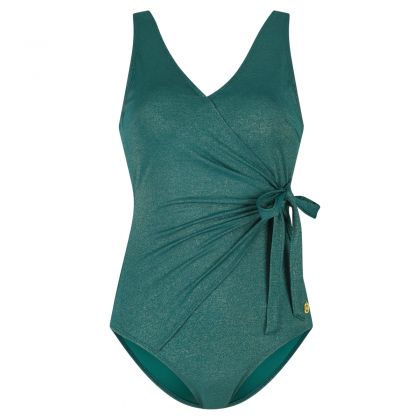Wow Swimsuit V-Neck padded Bottle green groen 46 -